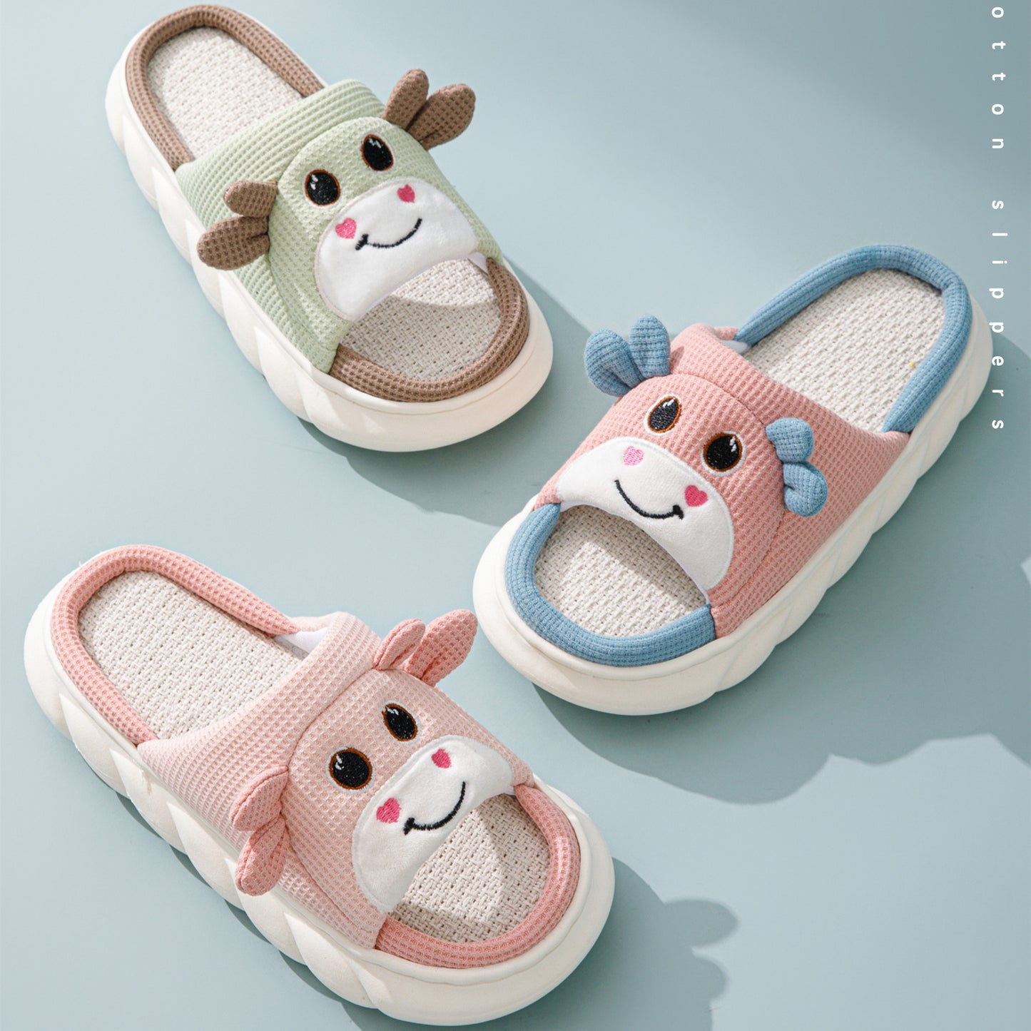 Pantuflas de vaca sonriente para mujer